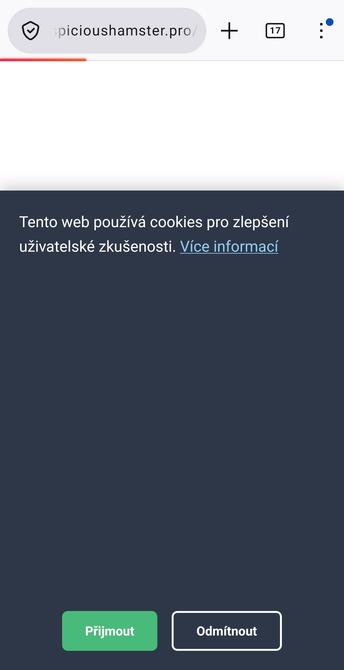 Bildschirmfoto der Weiterleitung auf eine tschechische Webseite.

Übersetzung:

Diese Website verwendet Cookies, um das Nutzererlebnis zu verbessern. Weitere Informationen

Akzeptieren     Ablehnen