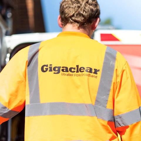 Gigaclear Back of Engineers Jacket Near Van