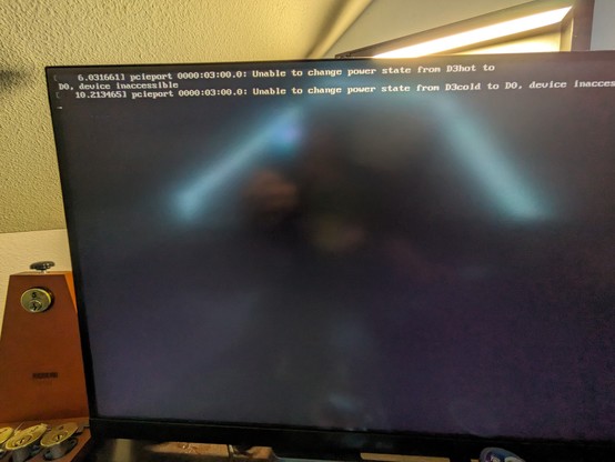 The bios error "Unable to change power state from D3hot to DO, device inaccessible"