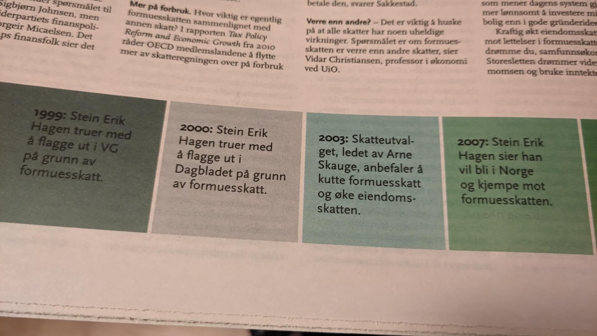 Tidslinje del 1, Hagen truer med å flytte i 1999 og 2000, men I 2007 sier han han vil bli for å kjempe mot skatten