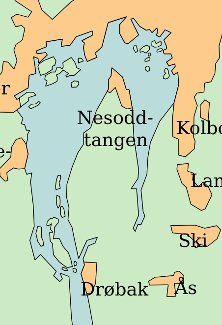 Ill 2: Innerste del av Oslofjorden, fra ca Drøbak og kun inn til Oslo