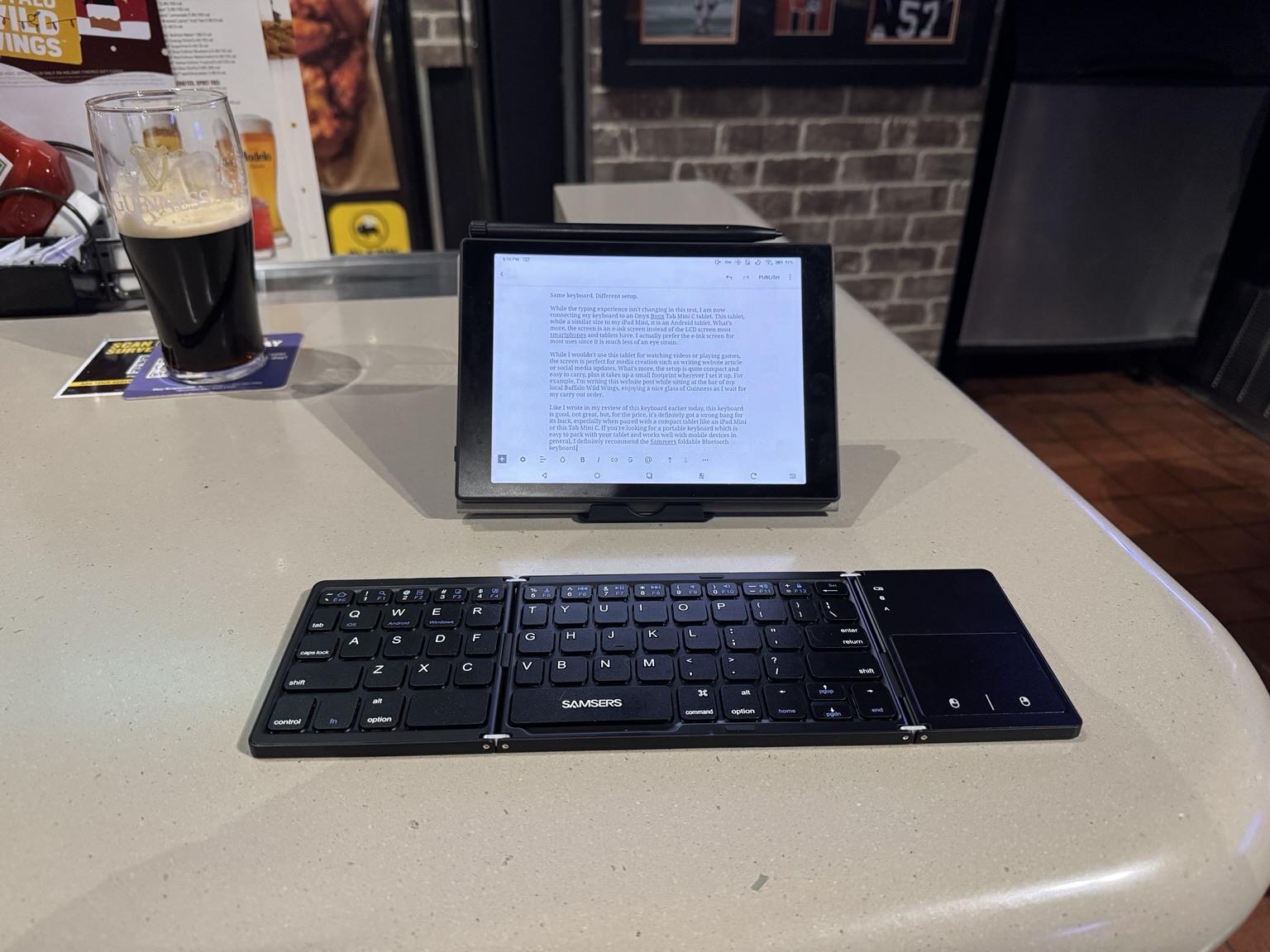 Sammers Bluetooth Foldable Keyboard Test On Boox Tab Mini C E-Ink Tablet