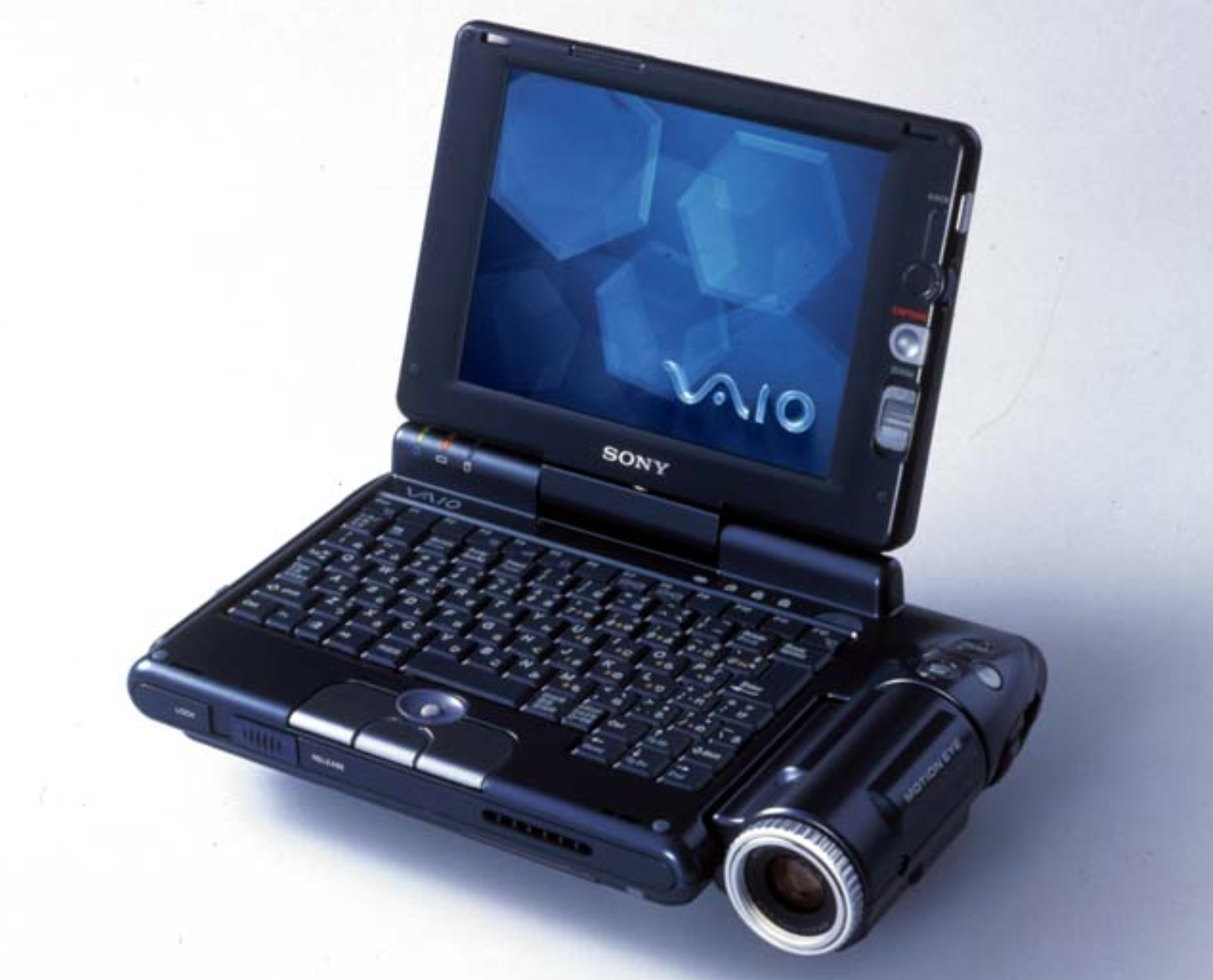 Sony VAIO PCG-GT1 laptop

A unique vintage personal computer released in 2000. It features a distinctive rotating, detachable "MOTION EYE" camera for taking digital photos and videos.