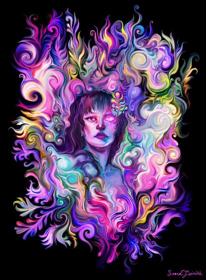 a colorful psychedelic portrait painting