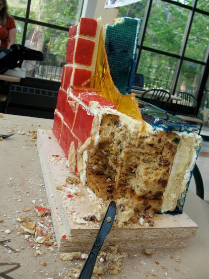 An edible section of window casement, exploring materiality and food; 2012 Gallery