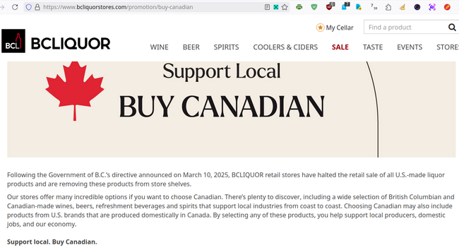 🇺🇲 Boycott U.S. products / services

My partner noted black tarps covering U.S. wines was removed - shelved items replaced with non-American products.

#BCliquorStore #BCwines #Trump #tariffs #boycott #ElbowsUp #never51 🇨🇦 #freedom #RuleOfLaw