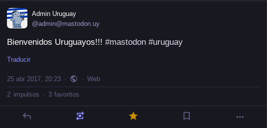 Primera publicació de la cuenta Admin un día como hoy hace 8 años