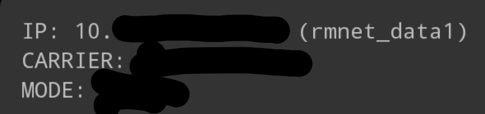 An Android App showing a mobile network using RFC1918 Address Space (10.0.0.0/8) for CGNAT
