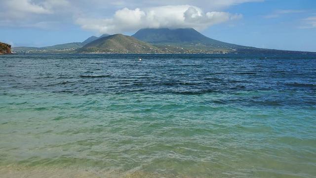 Nevis Peak, as viewed from Cockleshell Beach in St Kitts..jpg