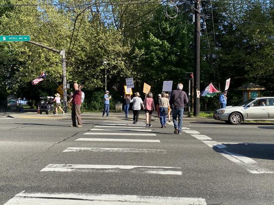 getting the protesters to use their legal crossing rights to get into the street with the lights
