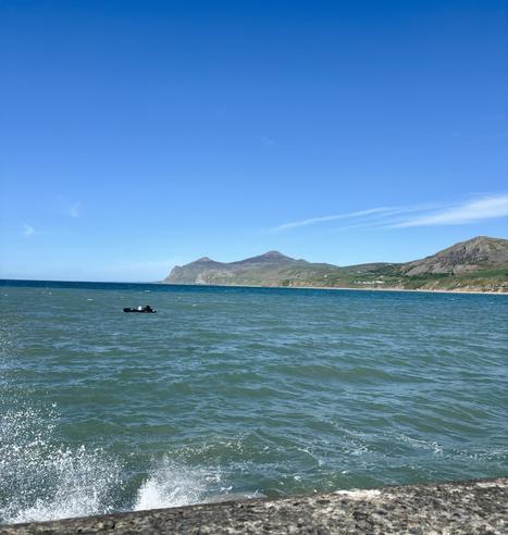 Views from the harbour wall on Nefyn beach