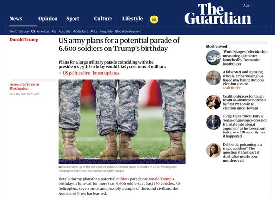 US army plans for a potential parade of 6,600 soldiers on Trump’s birthday
