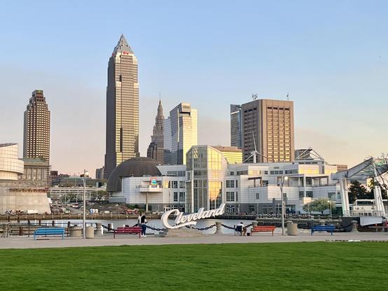 Cleveland waterfront and skyline.