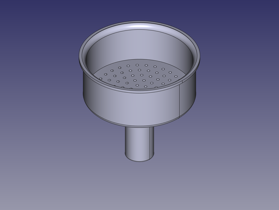A screenshot from FreeCAD, showing the funnel.