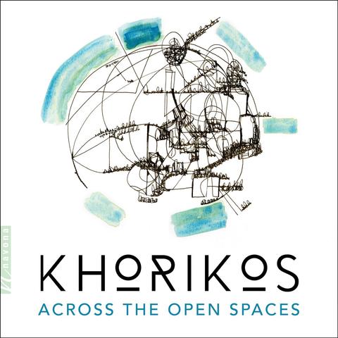 Cover of Khorikos’s Navona Records album “Across the Open Spaces”, featuring a graphic with a complex graph of squiggly black lines.