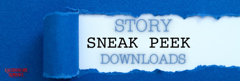 A graphic of a blue, peeled back piece of paper revealing a white background. Text reads: Story Sneak Peek Downloads