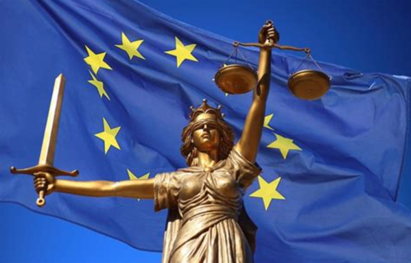 vrouwe Justitia voor EU vlag