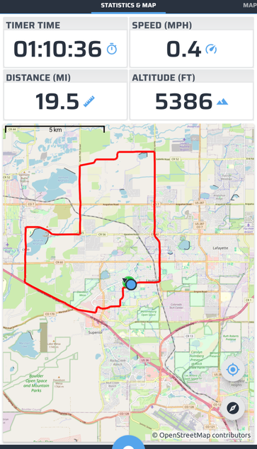 Screenshot from the Jepster app showing a map of today's bike ride