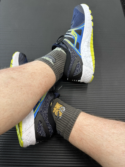 Wearing socks with baby yoda grogu