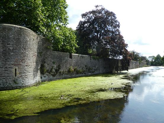 Castle wall & broad moat (largely ornamental).