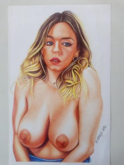 I was flamed last time I posted so I fixed some things and added the reference image so you guys can compare. Ballpoint pen art on paper
