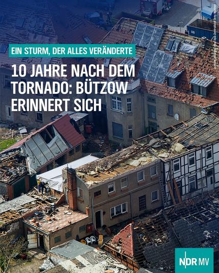 Foto: Zerstörte Stadt
Text: Ein Sturm, der alles veränderte
10 Jahre nach dem Tornado: Bützow erinnert sich