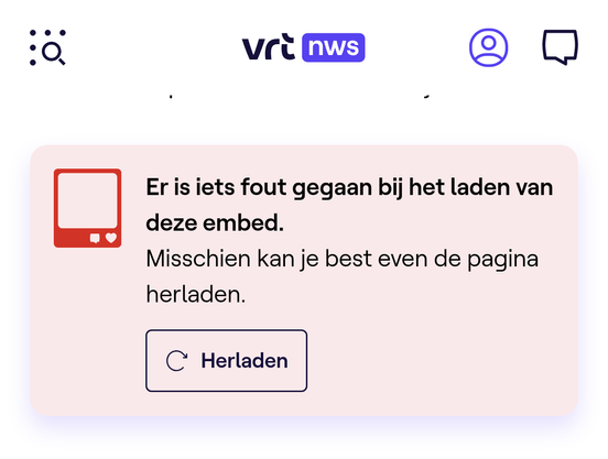 Er is iets fout gegaan bij het laden van deze embed.

Misschien kan je best even de pagina herladen.


Herladen