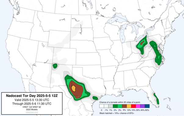 Tornado risk specifically for Midland, TX