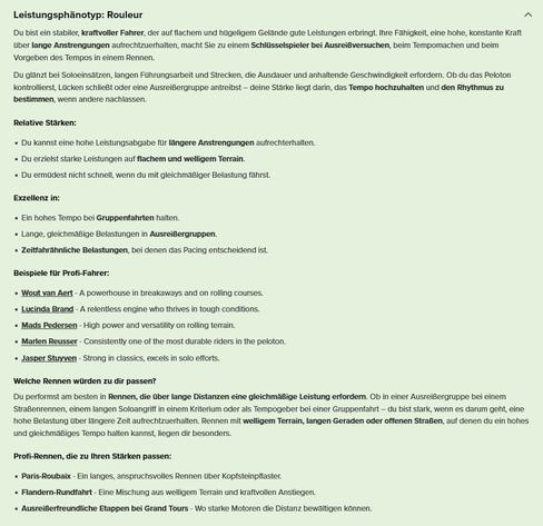 Eine Beschreibung des Rennrad-Leistungtypes "Rouleur".