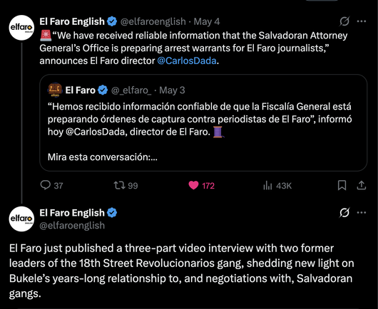 screenshot of linked tweets