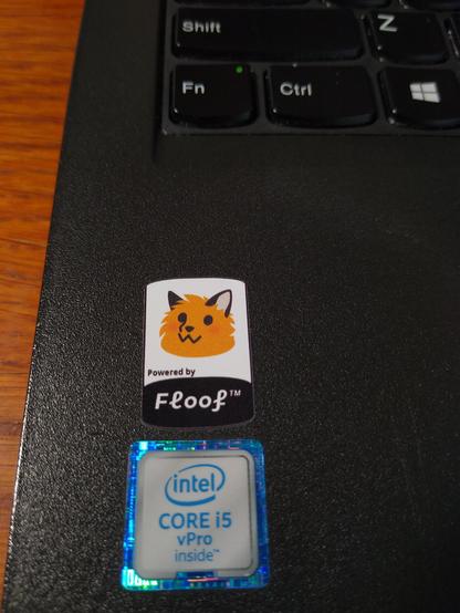 The sticker on a laptop above a newer style Intel Inside square sticker.