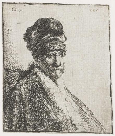 Bust of a man wearing a high cap, three-quarters right: the artist's father (?)