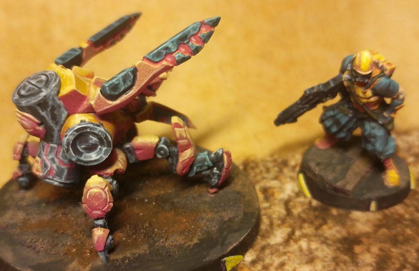Panguling and Tokusetsu Kohei from Infinity miniature game by Corvus Belli