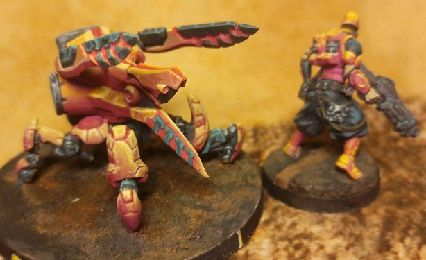 Panguling and Tokusetsu Kohei from Infinity miniature game by Corvus Belli