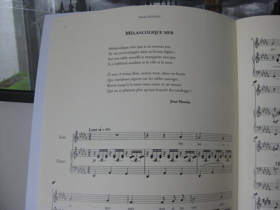 Intérieur partition : Nicolas Hussein, 4 mélodies pour voix moyenne et piano opus 2