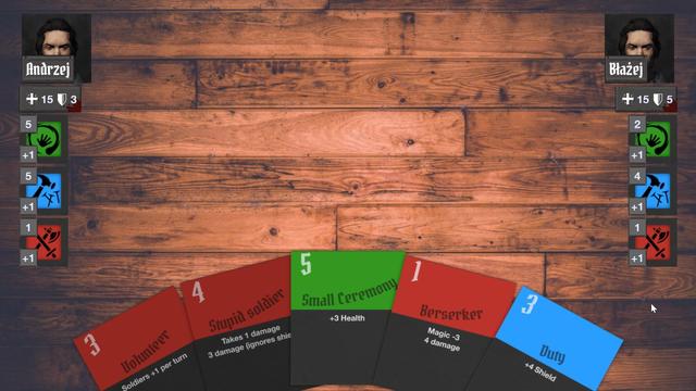 Card game screen
