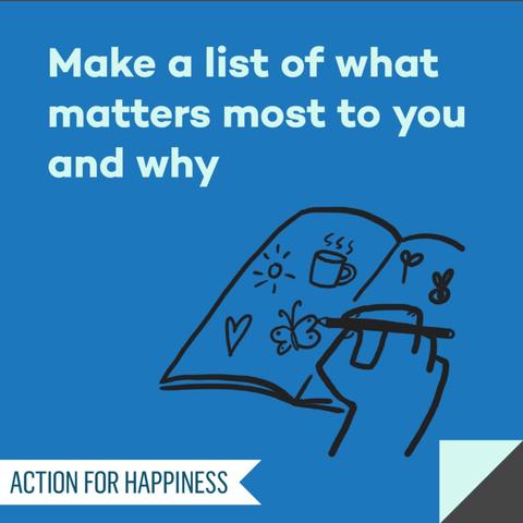 Make a list of what matters most to you and why
