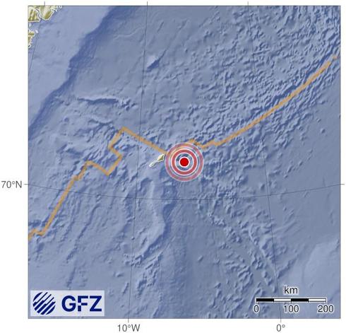 Map showing the earthquake of 2025-05-07 in Jan Mayen Island Region
