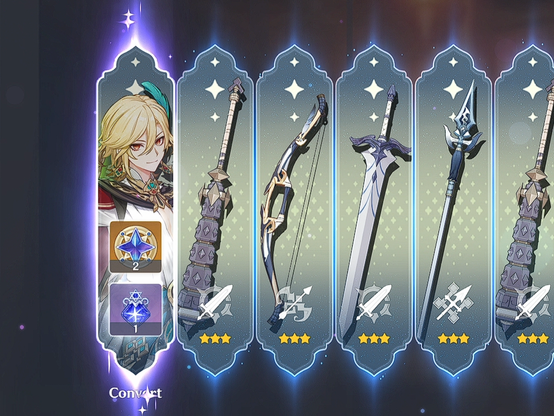 Wishing results from Genshin Impact, with one copy of Suneru character Kaveh.