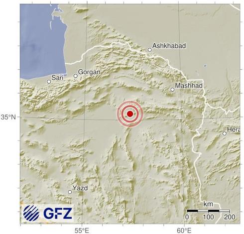 Map showing the earthquake of 2025-05-08 in Northern and Central Iran