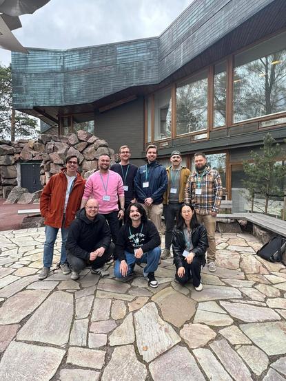 The scientific entourage of the Digital Geography Lab at the Location Based Services conference in Espoo, Finland. The group is standing in front of the Dipoli building of Aalto University.

Front row from the left: Henrikki Tenkanen, Davi Gressler, Leyi Xu 

Back row from the left: Oleksandr Karasov, Milad Malekzadeh, Robert Klein, Tatu Leppämäki, Matti Hästbacka and yours truly.