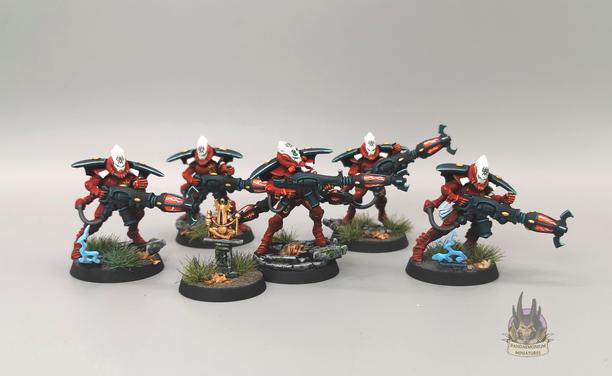 5 Aeldari Warp Spider Aspect Warriors including an Exarch