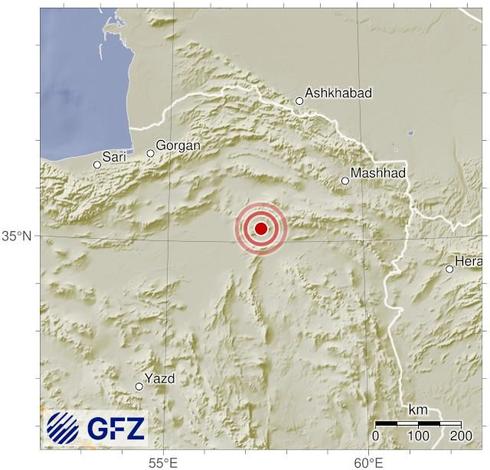 Map showing the earthquake of 2025-05-08 in Northern and Central Iran