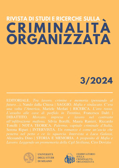 Nuovo fascicolo della rivista "Rivista di Studi e Ricerche sulla Criminalità Organizzata"  V. 10 N. 3 (2024).