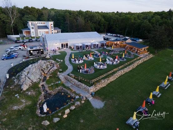 Drone shot of the vineyards party patio near where we set up the telescopes
