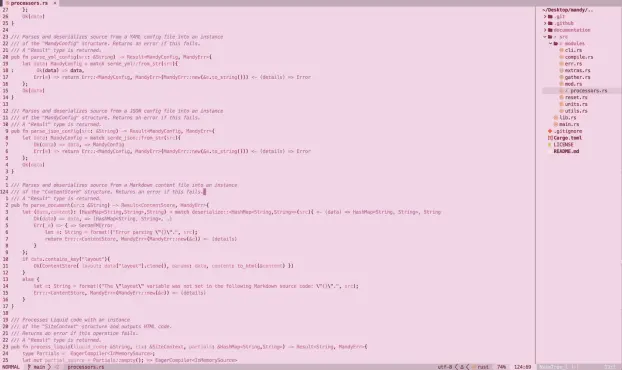 A screenshot of the "sakuramaiden.nvim" colorscheme for the Neovim editor.
