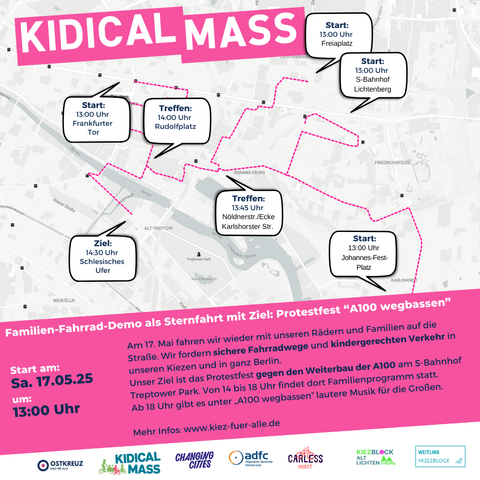 Route der verschiedenen Kidical Mass Demos