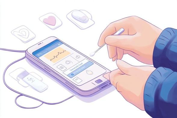 This shows a person using a swap to analyze a saliva test.