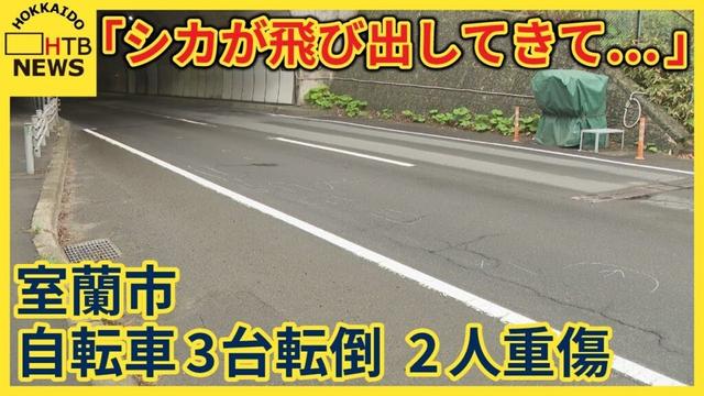 「シカが飛び出してきて…」先頭車両の転倒きっかけに自転車３台が転倒し２人重傷　室蘭市