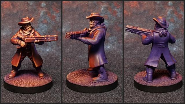 Western Frontier fella with moustache and cowboy hat holding what looks to be a nine barrel shotgun.

Callie apparently wasn't in a prisoner taking mood 😆